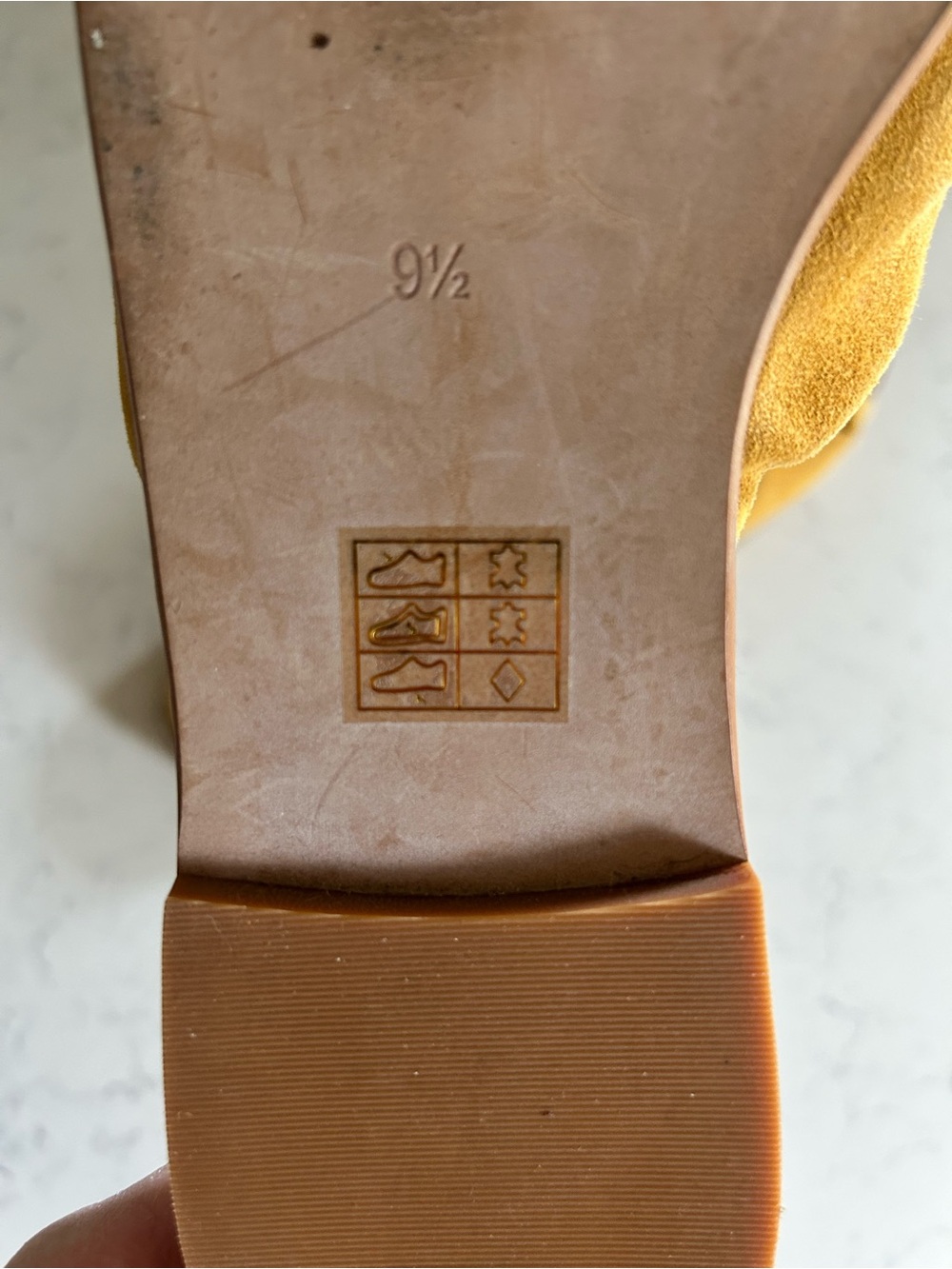 Madewell Suede Half Bow Tan Mustard Slip On Slide Sandals - Picture 14 of 16
